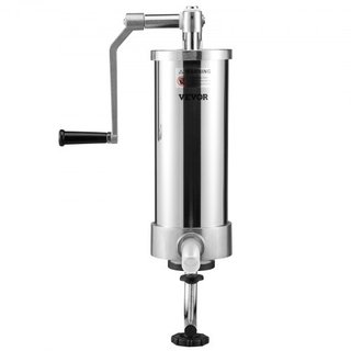 Rellenador de Salchichas, Capacidad de 5LBS/3L, Rellenador de Salchichas Vertical de Acero Inoxidable 304, Máquina de Relleno de Salchichas con 3 Tubos de Relleno, Base de Succión y Manivela Manua...