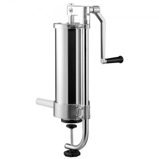 Rellenador de Salchichas, Capacidad de 5LBS/3L, Rellenador de Salchichas Vertical de Acero Inoxidable 304, Máquina de Relleno de Salchichas con 3 Tubos de Relleno, Base de Succión y Manivela Manua...