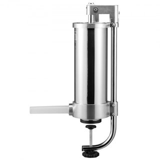 Rellenador de Salchichas, Capacidad de 5LBS/3L, Rellenador de Salchichas Vertical de Acero Inoxidable 304, Máquina de Relleno de Salchichas con 3 Tubos de Relleno, Base de Succión y Manivela Manua...