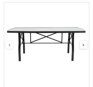 Mesa y 4 sillas de jardín, aluminio y cristal