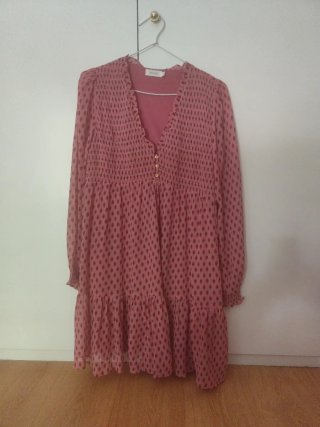 Vestido hippie estampado rosa