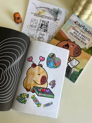 Libro para colorear capibaras antiestrés kawaii