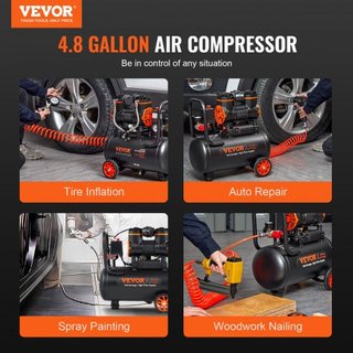 Compresor de Aire 18.2 L 900W 2.2 CFM@ 90PSI 70 dB Ultra Silencioso Sin Aceite
