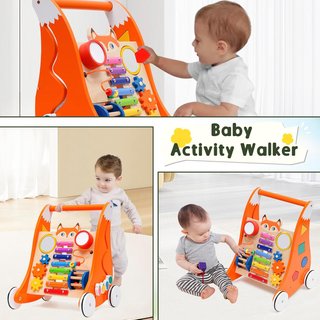 Andador de madera bebé con juegos