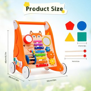 Andador de madera bebé con juegos