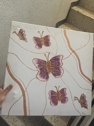 Cuadro Decorativo Mariposas Doradas y Moradas