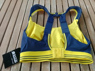 Sujetador deportivo Shock Absorber azul/amarillo