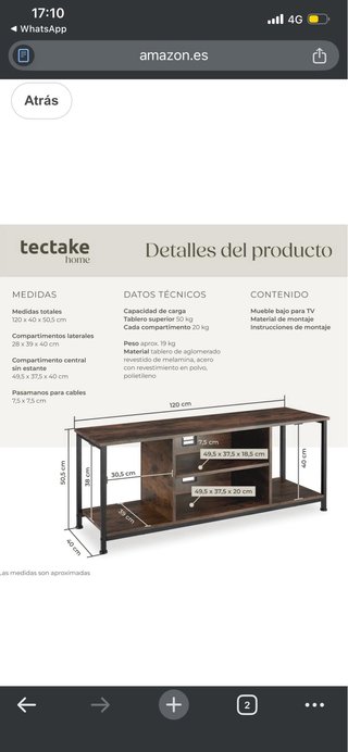 Mueble TV madera y metal
