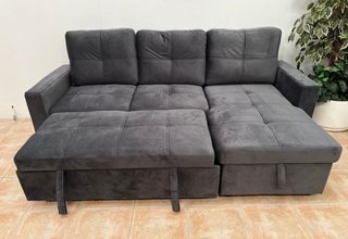 Sofá Cama Pau con Arcón Reversible Negro