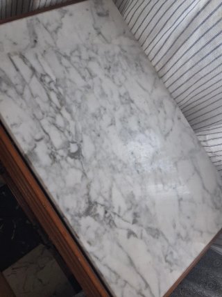 Mesita de noche vintage madera y mármol