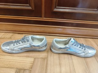 Zapatillas Lentejuela Plateada Talla 36