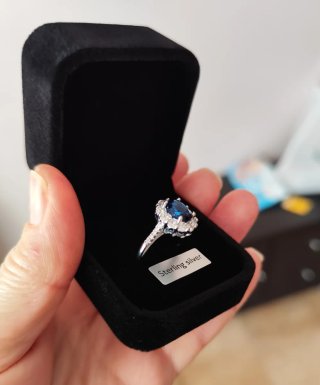 Anillo Plata Esterlina Cristal Azul