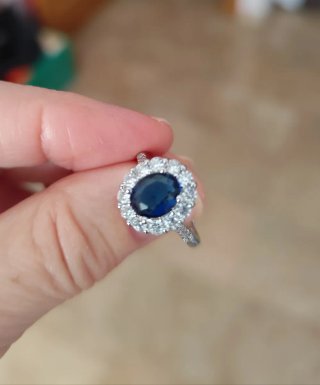 Anillo Plata Esterlina Cristal Azul