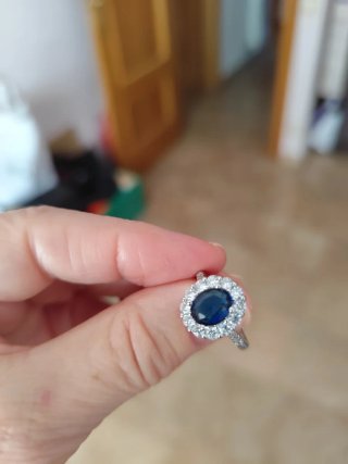 Anillo Plata Esterlina Cristal Azul