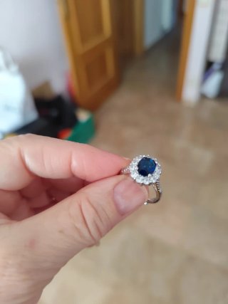 Anillo Plata Esterlina Cristal Azul