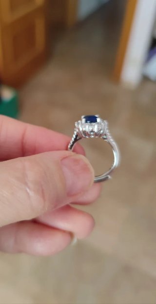 Anillo Plata Esterlina Cristal Azul
