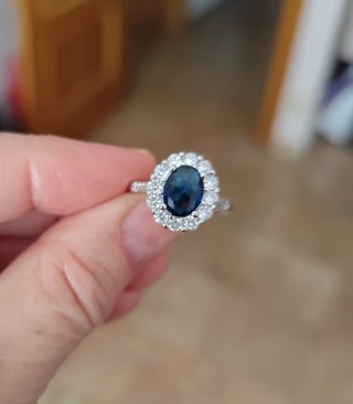Anillo Plata Esterlina Cristal Azul