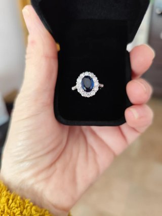 Anillo Plata Esterlina Cristal Azul