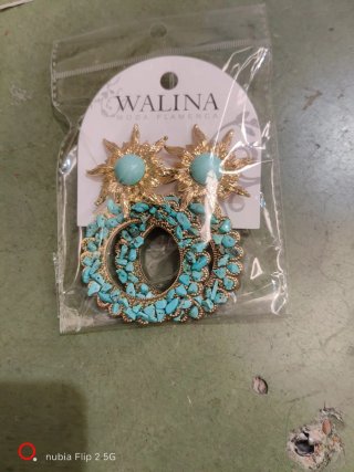 Pendientes dorados turquesa WALINA