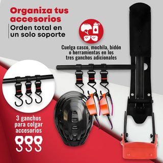 Soporte bicicleta pared reforzado con ganchos