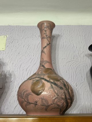 Jarrón Lladro porcelana rosa y marrón