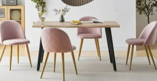 Sillas terciopelo rosa madera