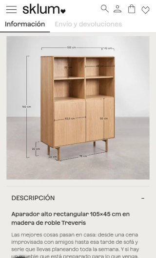 Aparador alto rectangular madera marrón