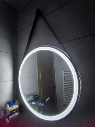 Espejo de baño redondo negro