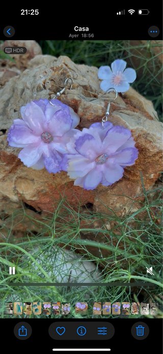 Pendientes flores secas morado y blanco