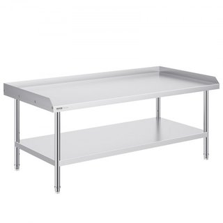 Mesa de Trabajo de Acero Inoxidable, Mesa de Preparación de Alimentos Comercial de 30 x 60 x 26 Pulgadas, Mesa de Trabajo Pesada con Respaldo de 3 Lados, Mesa de Metal para Restaurante, Hogar, Hotel