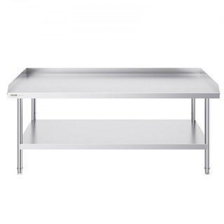 Mesa de Trabajo de Acero Inoxidable, Mesa de Preparación de Alimentos Comercial de 30 x 60 x 26 Pulgadas, Mesa de Trabajo Pesada con Respaldo de 3 Lados, Mesa de Metal para Restaurante, Hogar, Hotel