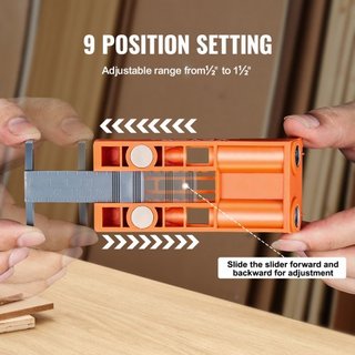 Jig de Agujeros de Pocket, Sistema de Jig Pocket de 56 Pcs con Abrazadera en C de 22.9 cm, Broca Escalonada, Llave, Anillo de Parada de Broca, Punta de Conducción Cuadrada y Tornillos, para Proyec...