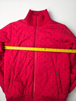 Carhartt Red Quilted Jacket Full Zip Polka Dot Pat
