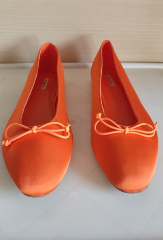 Corina | Bailarinas de raso naranjas talla 41