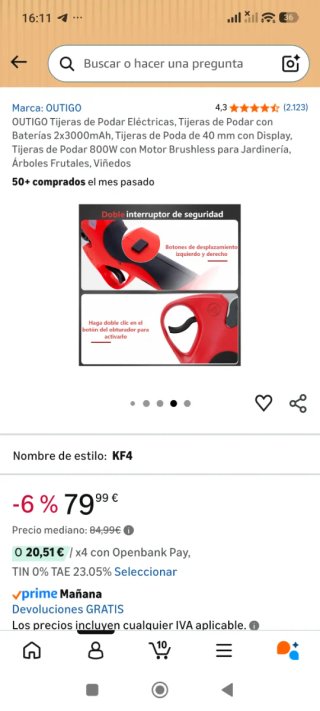 Tijeras Podar Eléctricas OUTIGO 2x3000mAh