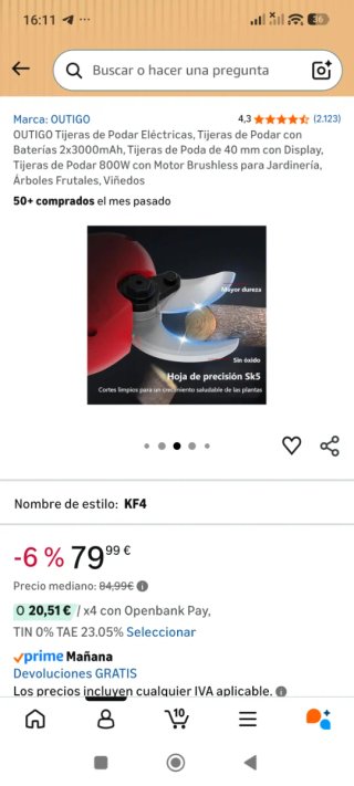 Tijeras Podar Eléctricas OUTIGO 2x3000mAh