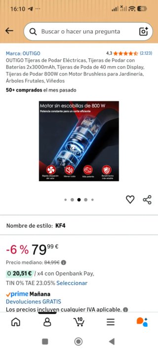 Tijeras Podar Eléctricas OUTIGO 2x3000mAh