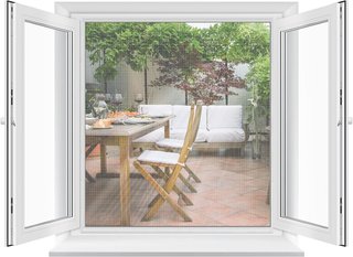 Mosquitera ventana autoadhesiva blanca ajustable