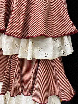 Traje de flamenca rayas rojas y blancas 3 piezas