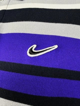 Polo Nike Uomo 2XL Righe Viola Nero Cotone Logo