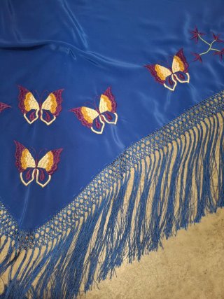Mantoncillo Flamenca Azul con Mariposas