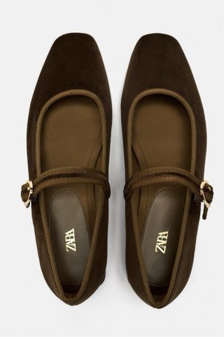 Bailarinas Zara Marrones Terciopelo Talla 40