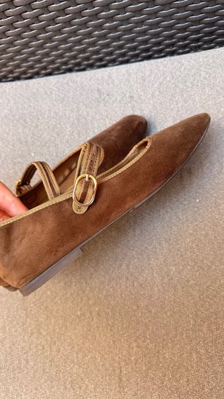 Bailarinas Zara Marrones Terciopelo Talla 40