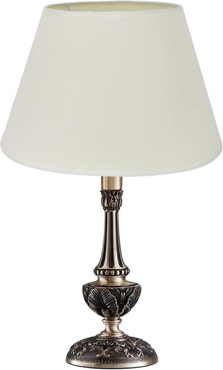 Pantalla lámpara mesa beige tejido metal