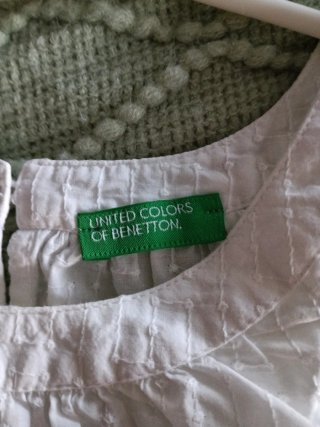 Blusa Benetton Blanca Manga Corta