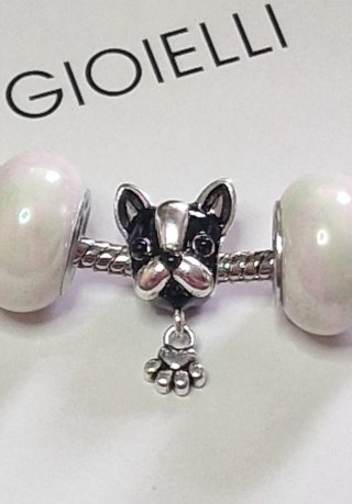 Charm faccia cane con ciondolo zampa