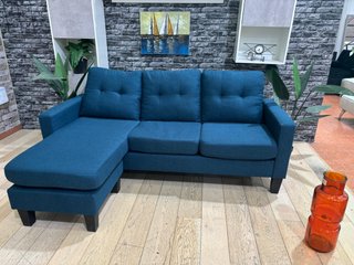 Sofá chaise longue reversible a puff azul 184cm