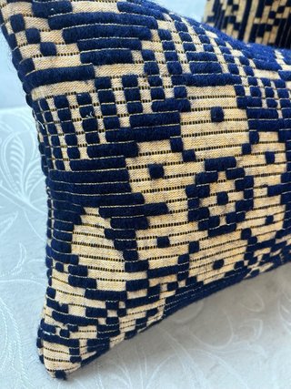 Coppia Cuscini Lana Beige e Blu