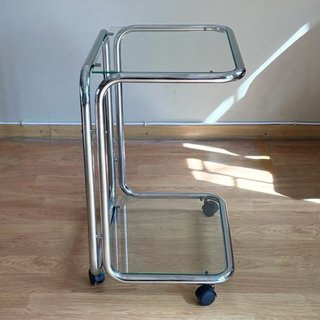 Mesa auxiliar vintage cristal y metal