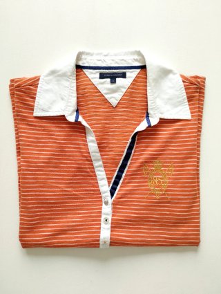 Polo rayas Tommy Hilfiger naranja y blanco